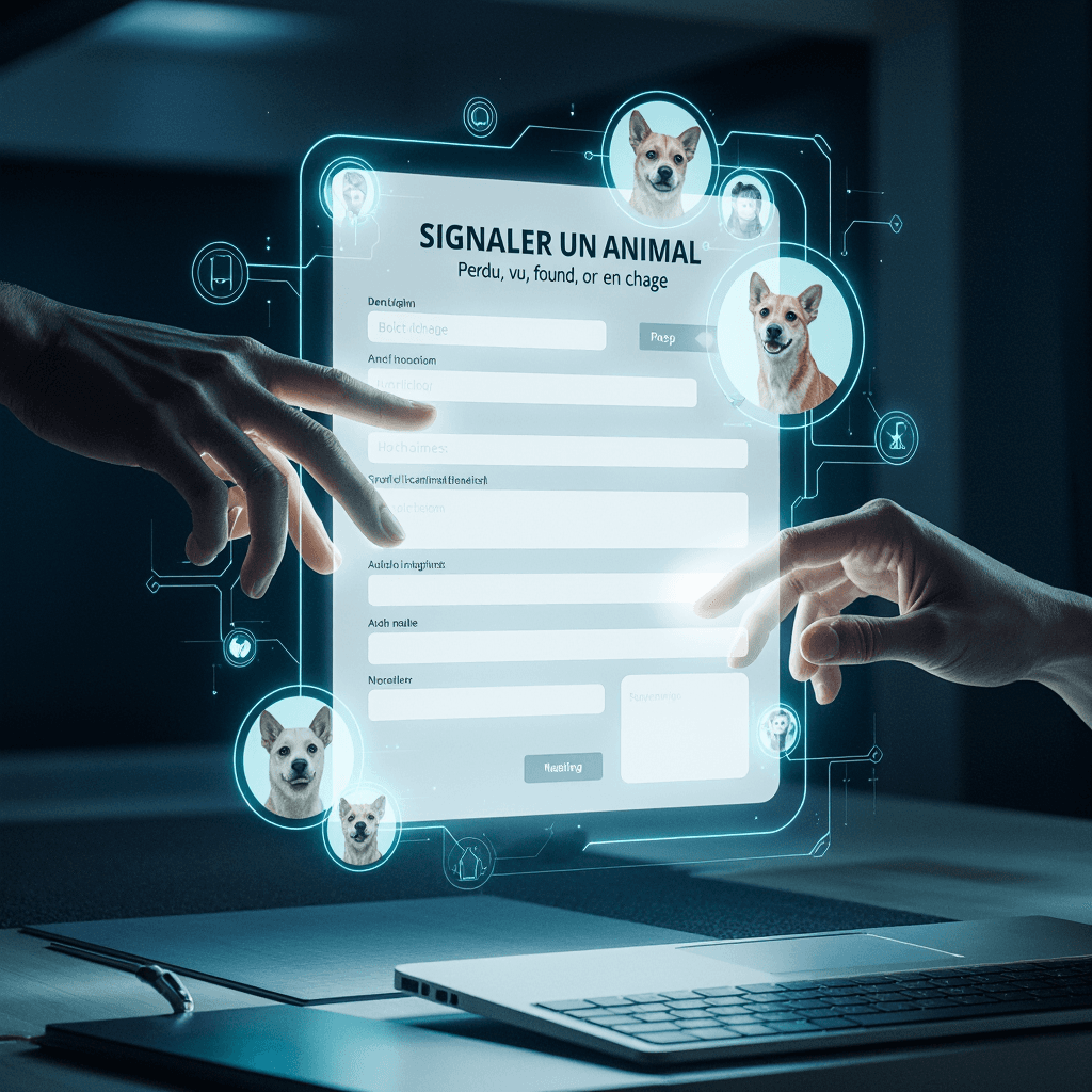 Exemple de formulaire pour signaler un animal perdu sur AnimalBackHome.